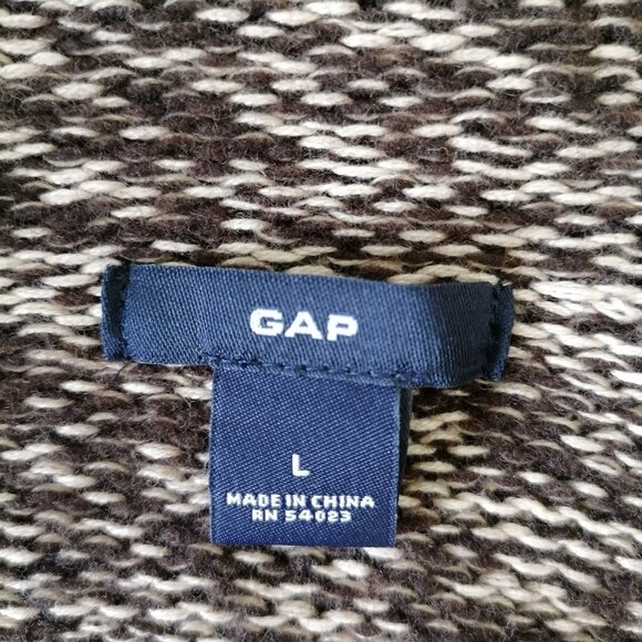 Gap Womens Brown Lamb Wool Cotton Drape Collar Knit Cardigan Sweater Size Large - Picture 5 of 7